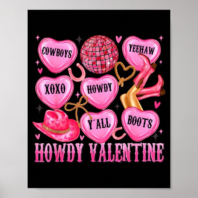 Affiche Howdy Valentine Western Cowgirl Hearts Candy Women (Devant)
