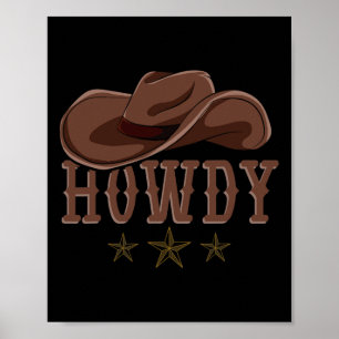 Affiche Howdy Western Cowboy Casquette Country Cowboy