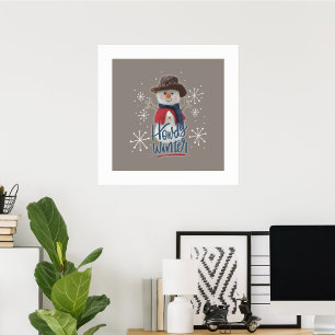 Affiche Howdy Winter Cowboy Snowman