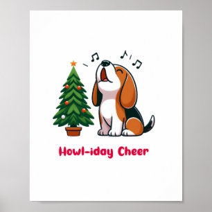 Affiche Howl-iday Cheer Beagle Avec Un Design D'Arbre De N