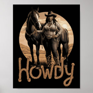 Affiche Howley Western Black Cowgirl Africaine Américaine