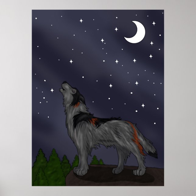Affiche Howling Wolf (Gray) (Devant)