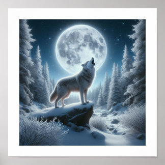 Affiche Howling Wolf In Winter