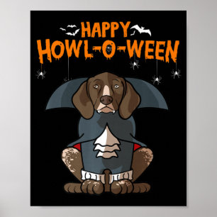 Affiche Howloween Allemand Pointer Dog Halloween