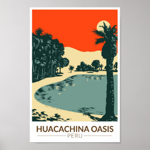 Affiche Huacachina Pérou Travel Art Vintage