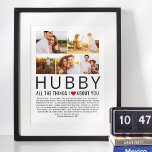 Affiche Hubby Photo Collage Thèmes que nous aimons à propo<br><div class="desc">Compilez une liste de choses que vous aimez à propos de votre Hubby,  ajoutez quelques photos préférées et vous avez un cadeau qu'il va chérir! Parfait pour les anniversaires et Noël,  les anniversaires et la Saint Valentin aussi ♥</div>