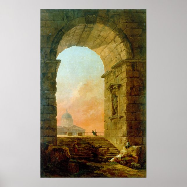 Affiche Hubert Robert Paysage avec un Arc Saint-Pierre (Devant)