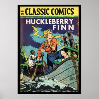 Affiche Huckleberry Finn Mark Twain Couverture de livre co