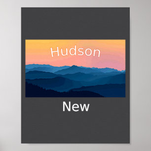 Affiche Hudson New Hampshire Coucher de soleil en montagne