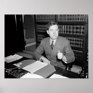 Affiche Huey Long À Son Bureau - Le Kingfish - 1935