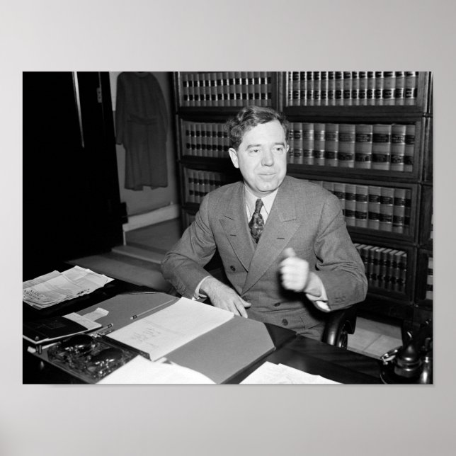 Affiche Huey Long À Son Bureau - Le Kingfish - 1935 (Devant)