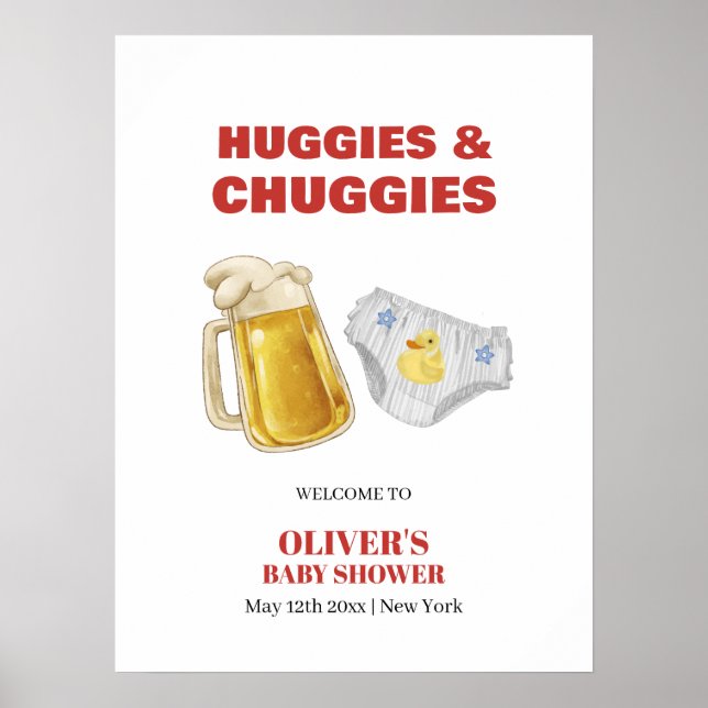 Affiche Huggies Chuggies Bière Couche Bébé Bienvenue à la  (Devant)