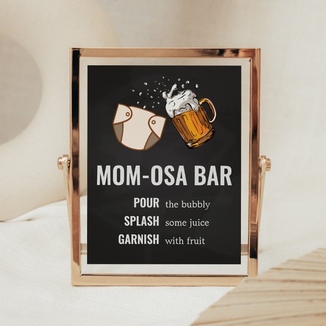 Affiche Huggies et chuggies Baby shower Maman Osa Bar (Beer And Diaper Baby is Brewing Baby Shower Mom Osa Bar Sign)