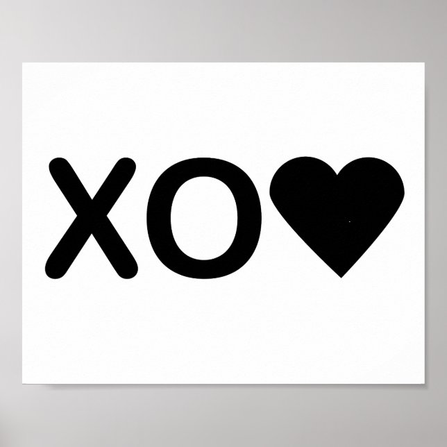 Affiche Hugs et baisers XO Coeur noir (Devant)