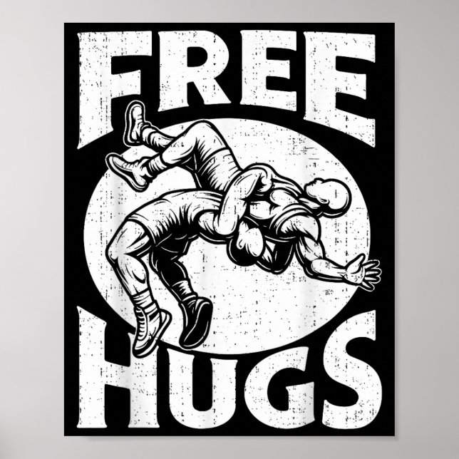 Affiche Hugs Funny Wrestling Humor Wrestler Wrestle Men Wo (Devant)