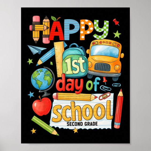 Affiche Hugvyn Back To School Second Grade Teacher 2nd Gra (Devant)