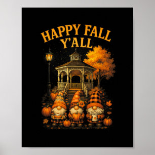 Affiche Hugvyn Bonne Chute à Tous Gnome Citrouille Automne