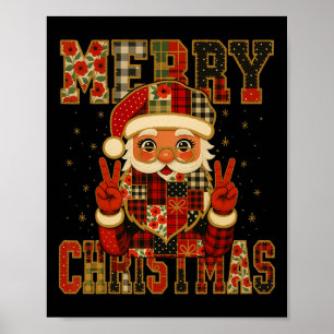 Affiche Hugvyn Christmas Santa Claus Patchwork Joyeux Chri