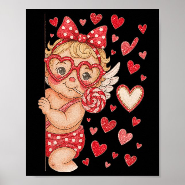 Affiche Hugvyn Cupid Sucette Saint-Valentin Coquette Cœurs (Devant)