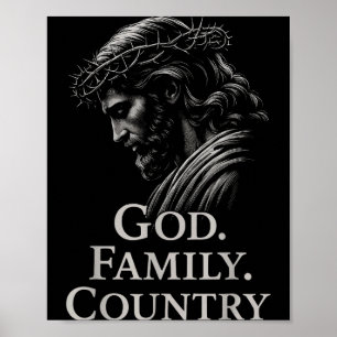 Affiche Hugvyn Dieu Famille Pays Jésus Foi Chrétienne Mi