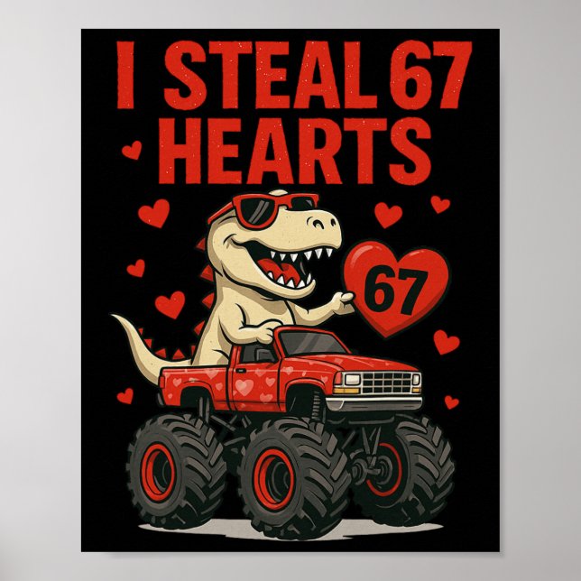 Affiche Hugvyn je vole 67 cœurs Saint-Valentin dinosaure m (Devant)