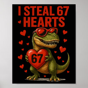 Affiche Hugvyn je vole 67 cœurs Saint-Valentin dinosaure S