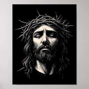 Affiche Hugvyn Jésus visage chrétien Couronne d'épines Rel