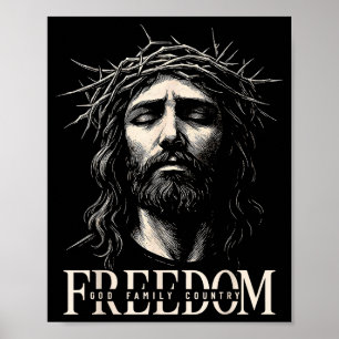 Affiche Hugvyn Liberté Jésus Visage Chrétien Couronne Dieu