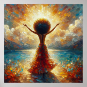 Affiche Huile de peinture divine de la déesse Afro Praise
