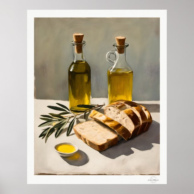 Affiche Huile d'Olive Rustique et Cuisine de Pain (Devant)