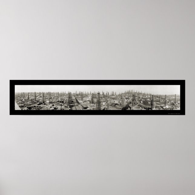 Affiche Huile Field Long Beach Photo 1923 (Devant)