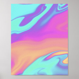 Affiche Huile Holographique Colorful Vibrant Abstrait