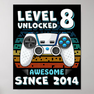 Affiche Huit 8ans Anniversaire Son garçon amusant Gamer 8e