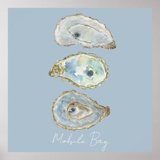 Affiche Huîtres aquarelles (Devant)