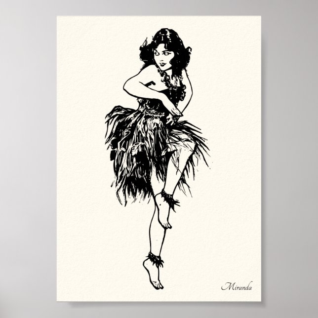Affiche Hula Pin-Up Art pour l'impression adaptée à l'enca (Devant)