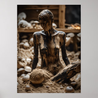 Affiche Humain Abstrait dans Rotten Wood Lodge avec Champi