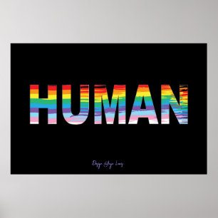 Affiche HUMAN LGBTQIA Rainbow Drapeau, lettre de fierté Co