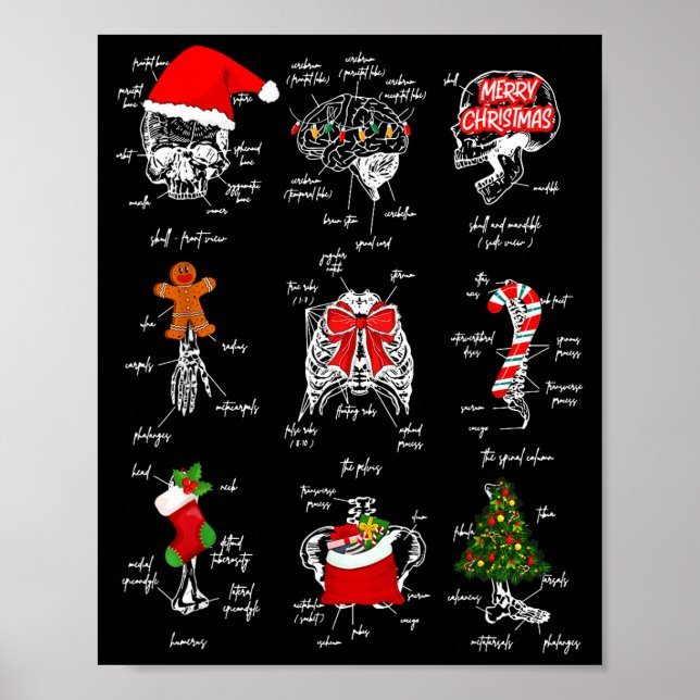 Affiche Human Skeleton Anatomy Christmas Medical Student X (Devant)