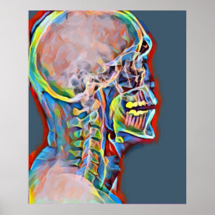 Affiche Human Skeleton Skull xray Abstract Art
