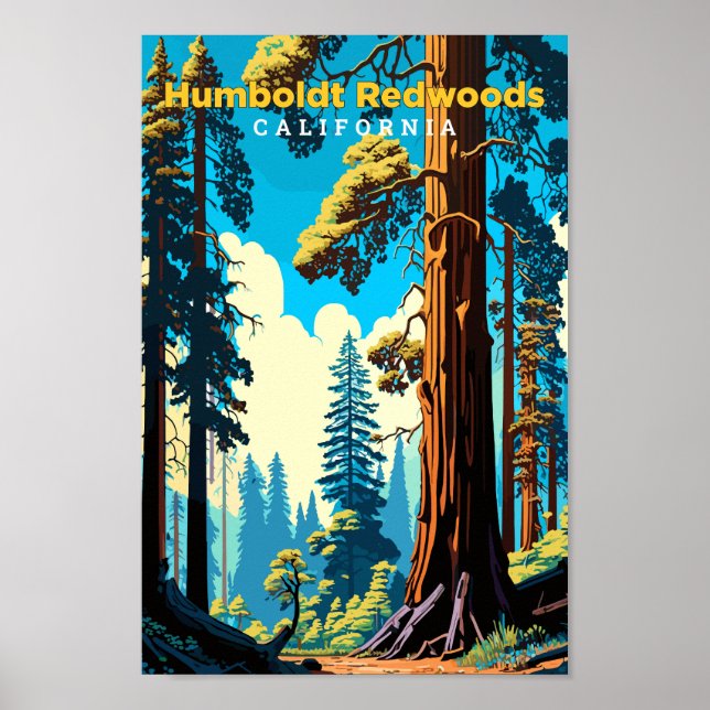 Affiche Humboldt Redwoods California Travel Art Vintage (Devant)