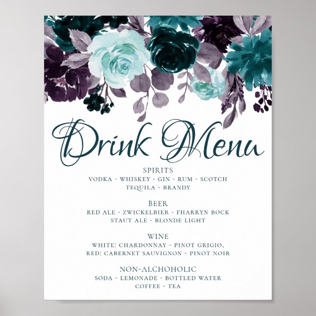 Affiche Humeur Bohème | Choix de Boisson Guirlande Florale (Devant)