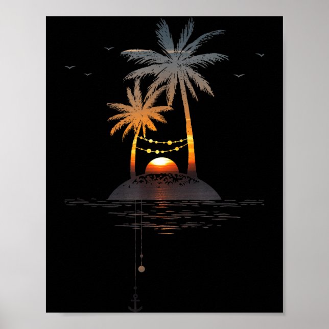 Affiche Humeur de vacances sur l'île du coucher de soleil (Devant)