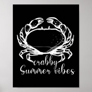 Affiche Humeur grincheuse d'été, j'aime les crabes, Cadeau