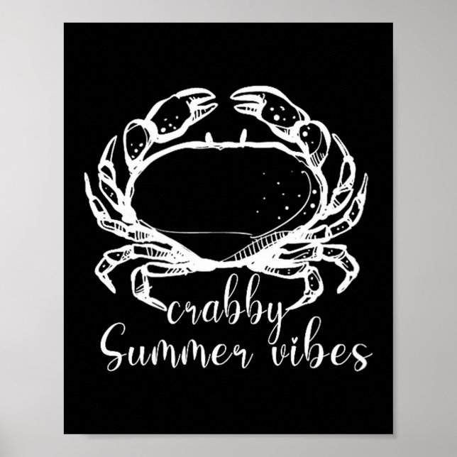 Affiche Humeur grincheuse d'été, j'aime les crabes, Cadeau (Devant)