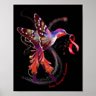 Affiche Hummingbird Hold Burgundy Ribbon Cerveau Aneurysme