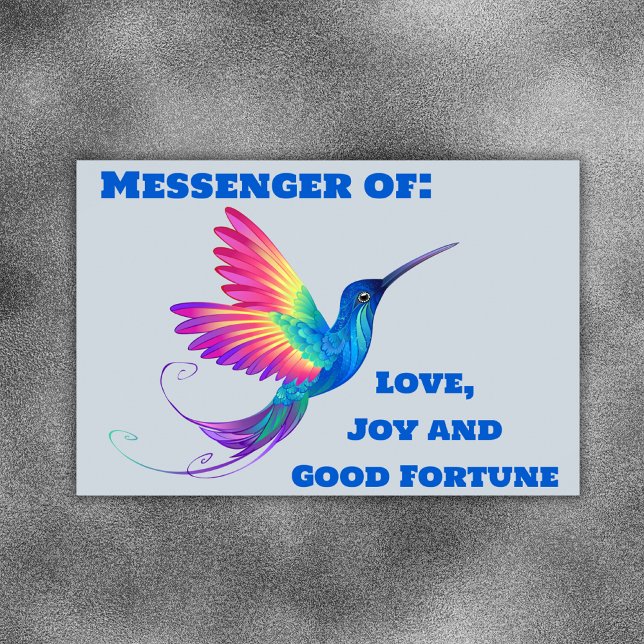 Affiche Hummingbird Love, Joy & Good Fortune | (Créateur téléchargé)