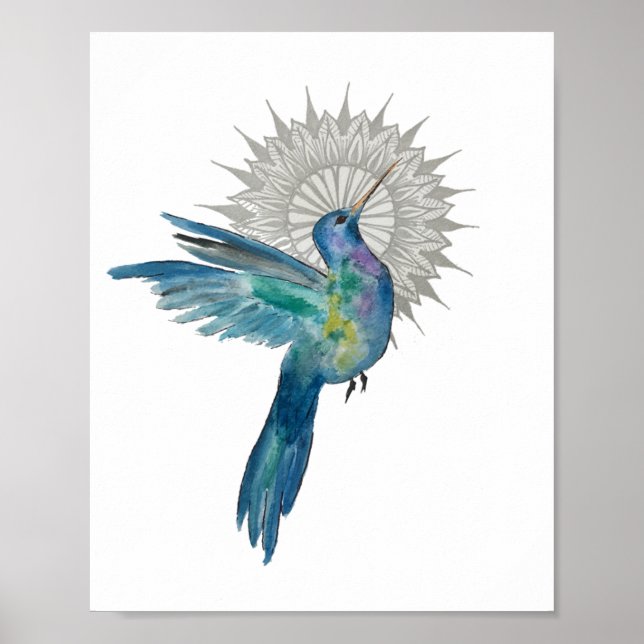 Affiche Hummingbird Mandala 8x10 Imprimer (Devant)