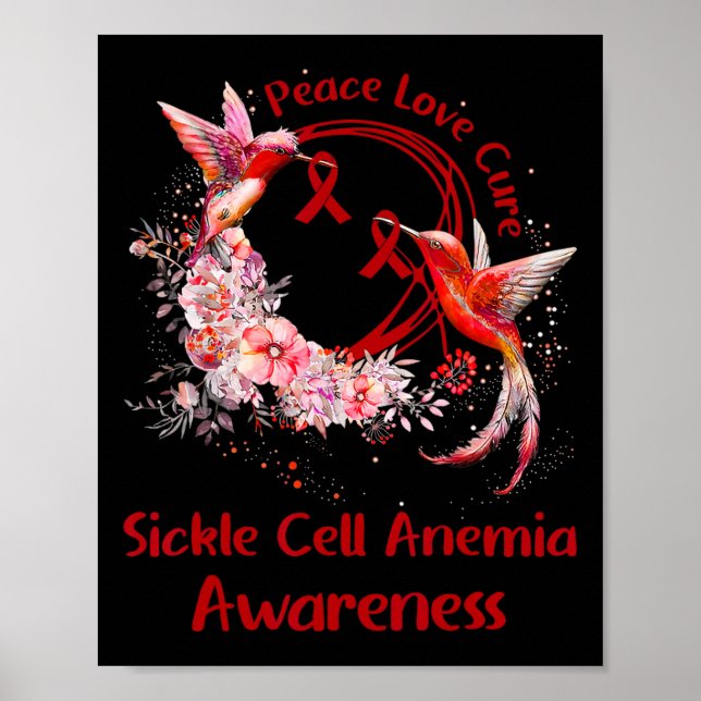 Affiche Hummingbird Peace Love Cure Sickle Cell Anemia Awa (Devant)