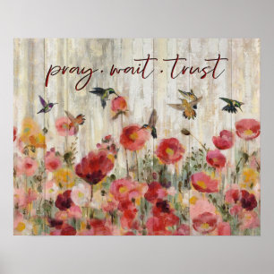 Affiche Hummingbird Pray Wait Trust Cadeaux de chauffage d