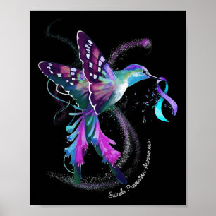 Affiche Hummingbird Purple Blue Ribbon Prévention du suici